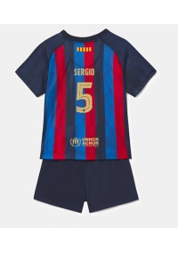 Fotbalové Dres Barcelona Sergio Busquets #5 Dětské Domácí Oblečení 2022-23 Krátký Rukáv (+ trenýrky)